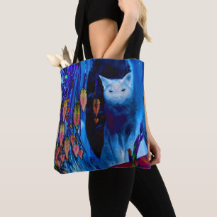 Tote Bag Electrique Bleu Siamese Chat Art animal