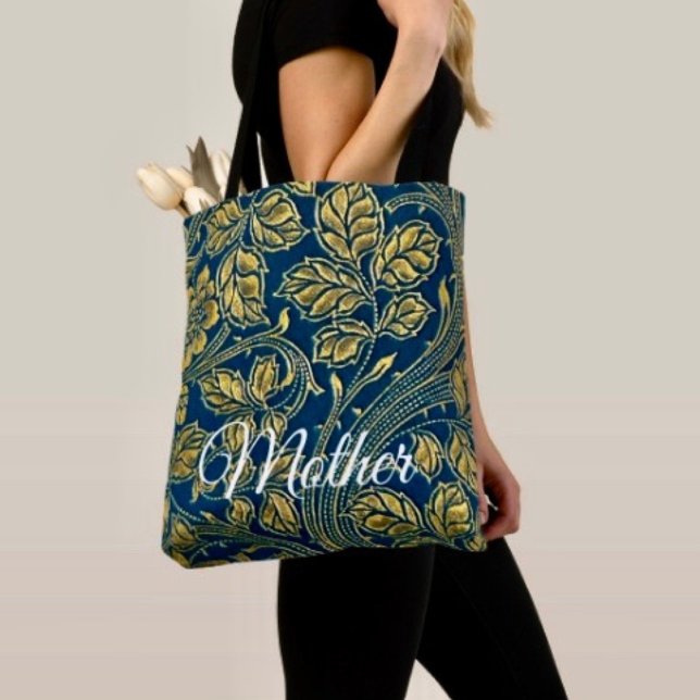 Tote Bag Élégance Bleu Doré  (Tote Bag — 100% polyester, black laminated lining 100% cotton web hand. Made in the USA.
)