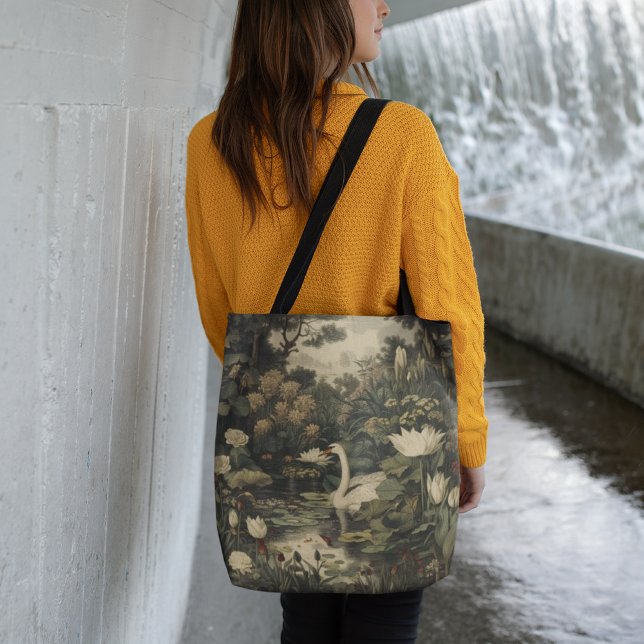 Tote Bag Élégance botanique - Le cygne dans la forêt (Créateur téléchargé)