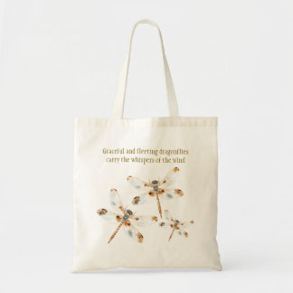 Tote Bag Elégance de libellule beige minimaliste design nat