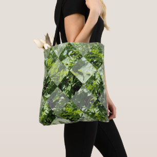 Tote Bag Élégance d'émeraude : Feuilles verts en coupe diam