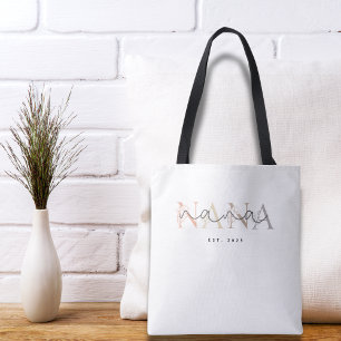 Tote Bag Élégance florale grand-mère Nana personnalisée
