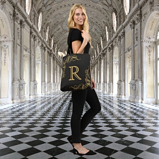 Tote Bag Elégance quotidienne : Monogramme d'or personnalis (Créateur téléchargé)