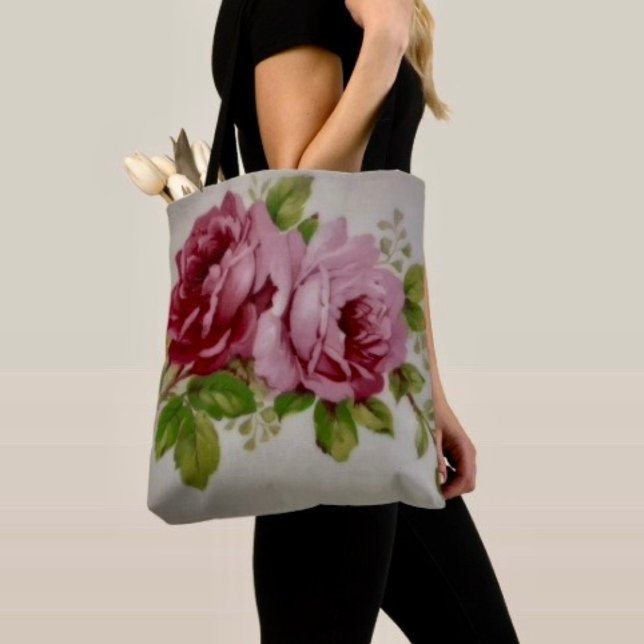 Tote Bag Élégance Rose Vintage  (Tote Bag — 100% polyester, black laminated lining 100% cotton web hand. Made in the USA.
)
