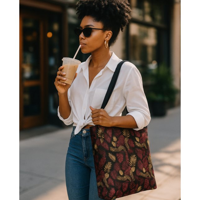 Tote Bag Elégance sauvage Monogramme Bourgogne & Or (Créateur téléchargé)