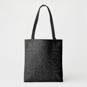 Tote Bag Élégance Totale Fleur Gothique Noir sur Noir Esthé