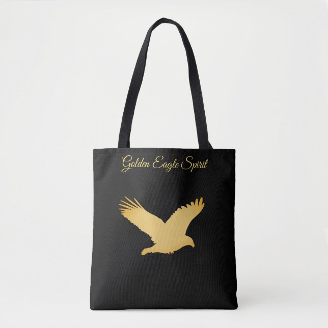 Tote Bag Elégant Aigle d'or volant et votre texte sur le no (Devant)