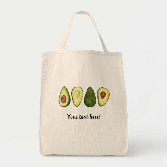 Tote Bag Elégant Aquarelle Avocado  (Devant)