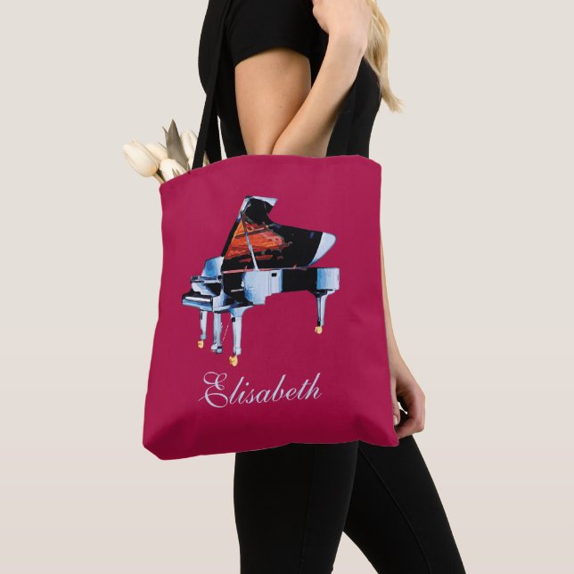 Tote Bag Elégant aquarelle Piano Thème Personnalisé (De près)