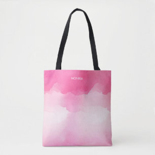 Tote Bag Élégant Aquarelle rose chaud Splash Personnalisé