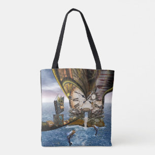 Tote Bag Élégant art de dragon de Steampunk Vintage