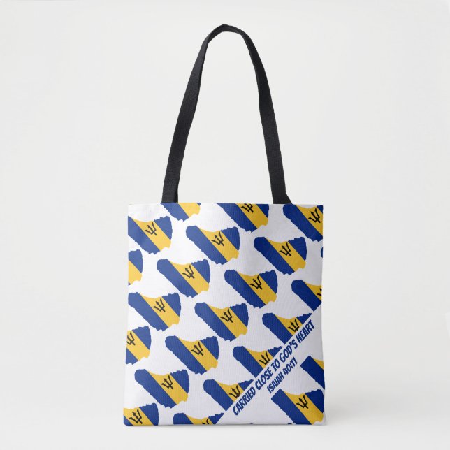 Tote Bag Élégant BARBADOS DRAPEAU Écriture chrétienne Isaia (Devant)