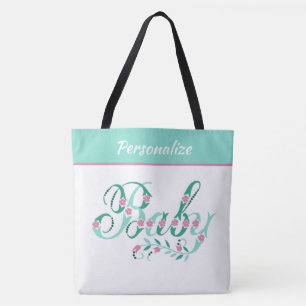 Tote Bag Élégant bébé rose Turquoise jolie personnalisée