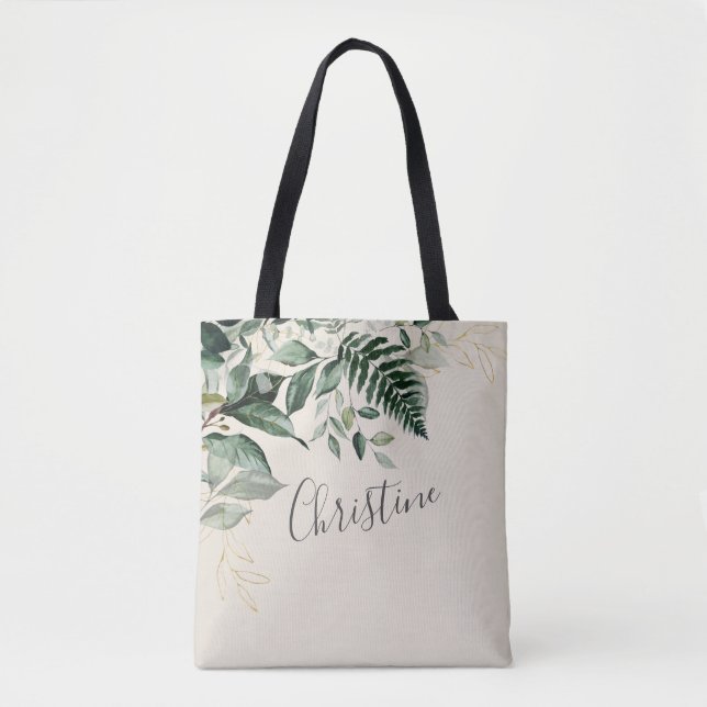 Tote Bag Elégant Beige Aquarelle Verdure Fête nuptiale (Devant)