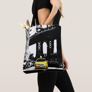 Tote Bag Elégant Black Nyc New York Yellow Taxi Brooklyn