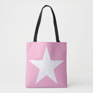 Tote Bag Elégant Blanc Star Design Moderne Cute Rose