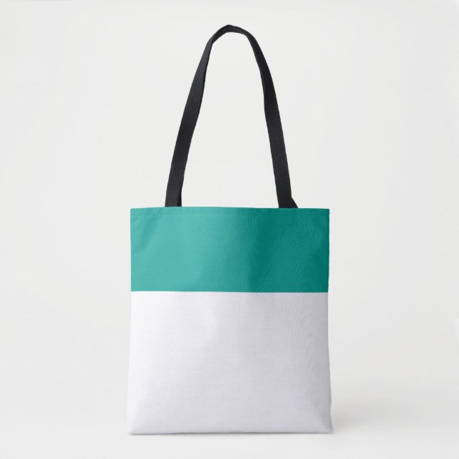 Tote Bag Élégant Blanc Un Troisième Été Turquoise Top Edge (Devant)