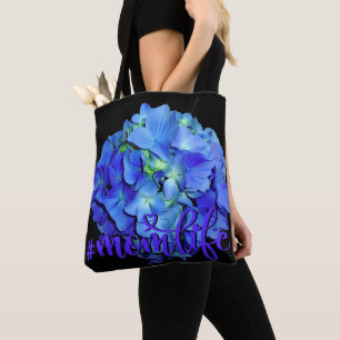 Tote Bag Elégant bleu floral bleu rose hydrangée bleue