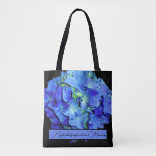 Tote Bag Elégant bleu floral bleu rose hydrangée bleue