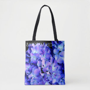 Tote Bag Élégant bleu violet clair magenta hydrangée floral