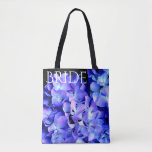 Tote Bag Élégant bleu violet clair magenta hydrangée floral