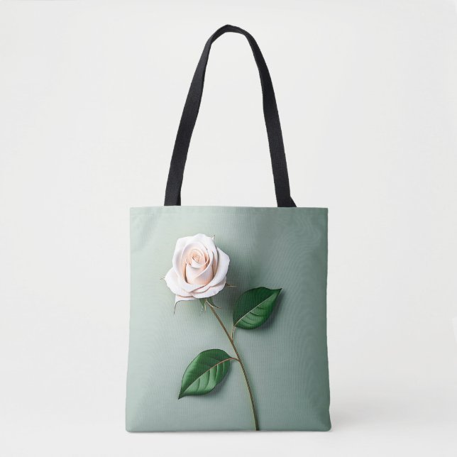 Tote Bag Élégant Botanique de Rose blanche (Devant)