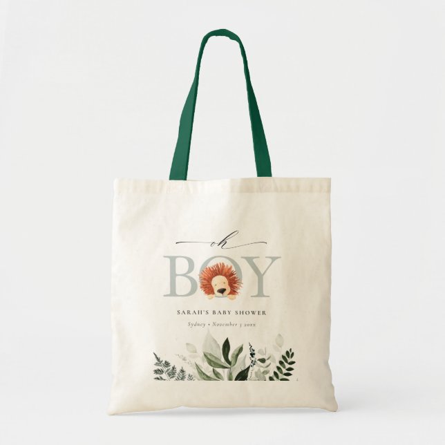Tote Bag Elégant Bote Lion Foliage Oh Baby shower garçon (Devant)