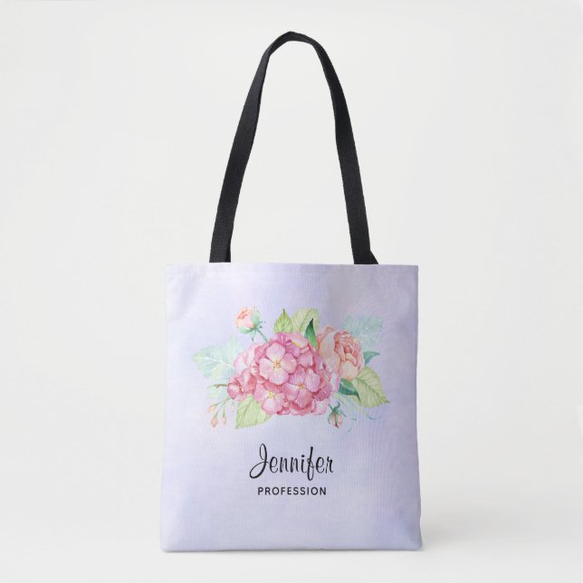 Tote Bag Elégant Bouquet de fleurs rose (Devant)