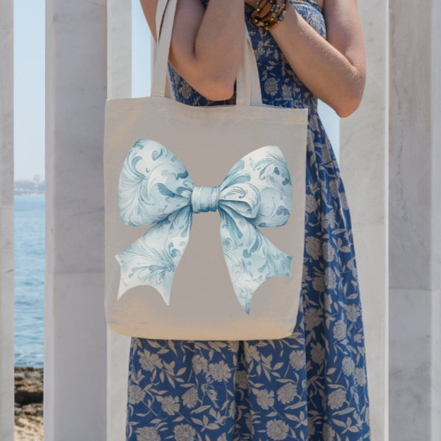 Tote Bag Élégant Bow Bleu Chic (Créateur téléchargé)