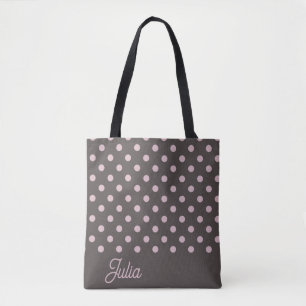 Tote Bag Elégant Brown Polka Motif personnalisé