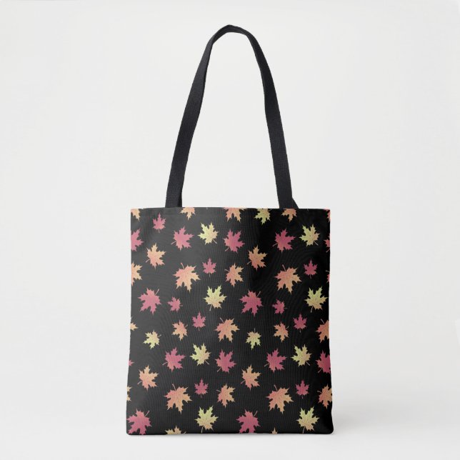 Tote Bag Élégant Brown Rouge Feuilles d'automne Motif | (Devant)