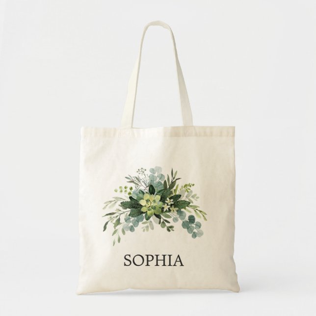 TOTE BAG ÉLÉGANT CADEAU BRIDESMAID EUCALYPTUS FOLIE (Devant)