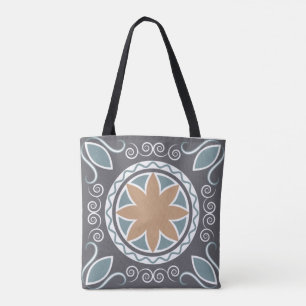 Tote Bag Elégant Carrelage Motif Bleu & Gris Mode Design