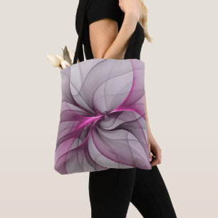 Tote Bag Élégant Chaos Moderne Art Fractal Abstrait Rose