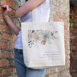 Tote Bag Elégant Chic Blush Aquarelle Floral Mariage