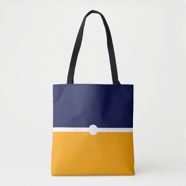 Tote Bag Élégant Chic moderne Marine Bleu Jaune Bloc de cou (Devant)