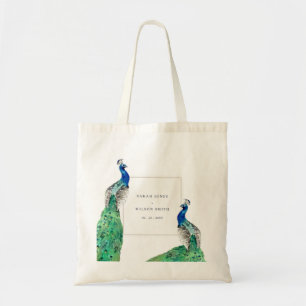 Tote Bag Elégant Classy Ornate Aquarelle Peacock Mariage