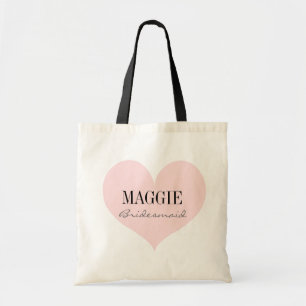 Tote Bag Elégant coeur rose de Bridesmaid personnalisé