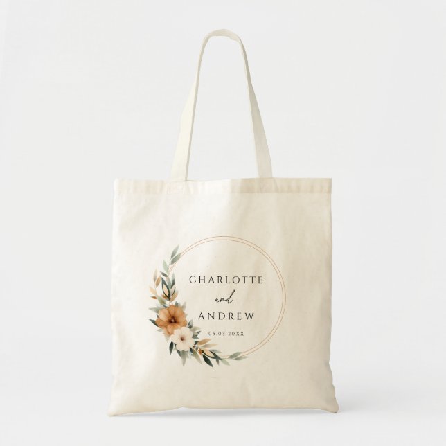 Tote Bag Elegant Copper & Earthy Botanical Wedding  (Devant)