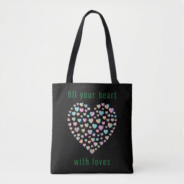 Tote Bag Elégant Cute Colorful Heart Motif Design (Devant)