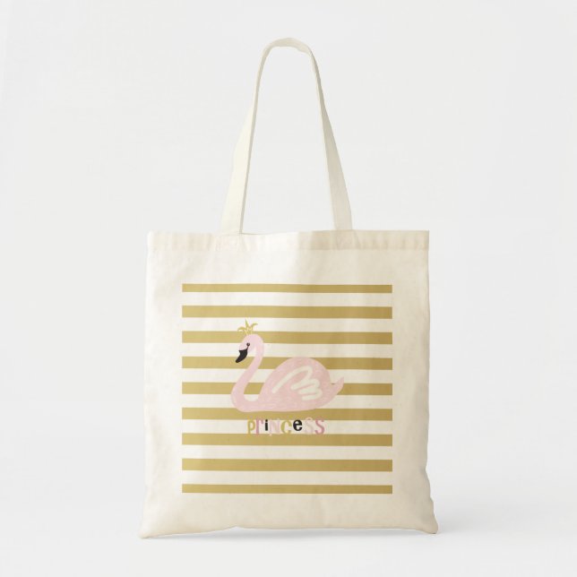 Tote Bag Elégant Cygne Chic, Couronne Sur Grilles (Devant)