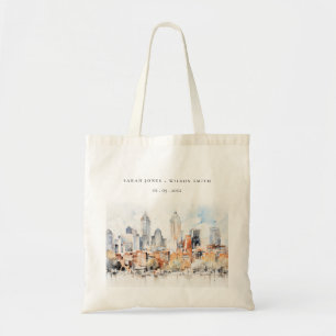 Tote Bag Elégant Denver Colorado Skyline Watercolor Mariage
