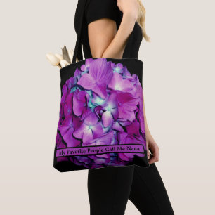 Tote Bag Elégant doux Magenta turquoise hydrangées florales