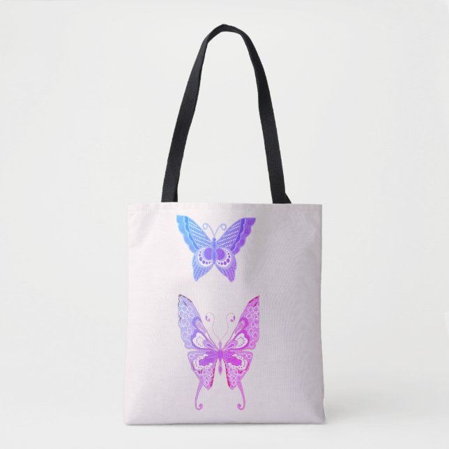 Tote Bag Élégant Duo à papillon violet —Fourre-tout (Devant)