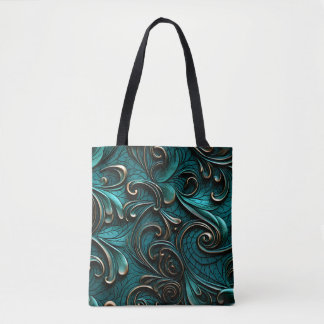Tote Bag Élégant, Élégant, Faux Turquoise Embossé Cuir