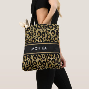 Tote Bag Elégant Faux Gold Leopard Poster de animal personn