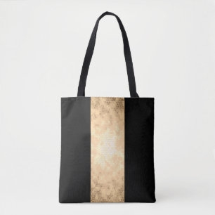 Tote Bag élégant faux or clair et bandes noires