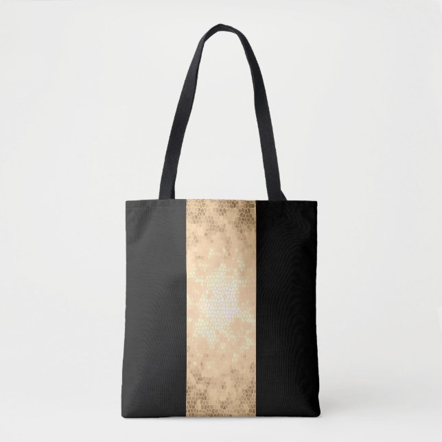 Tote Bag élégant faux or clair et bandes noires (Devant)