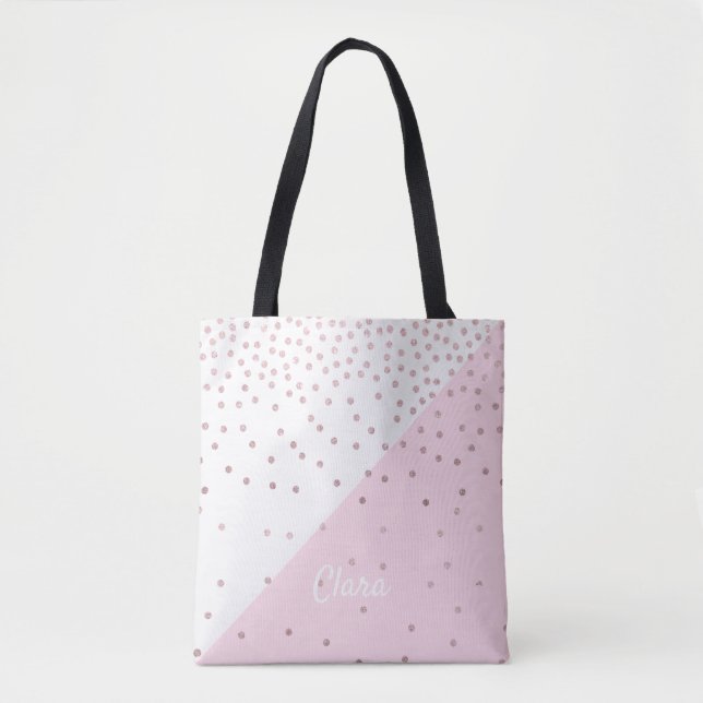 Tote Bag Elégant faux rose d'or parties scintillant confett (Devant)