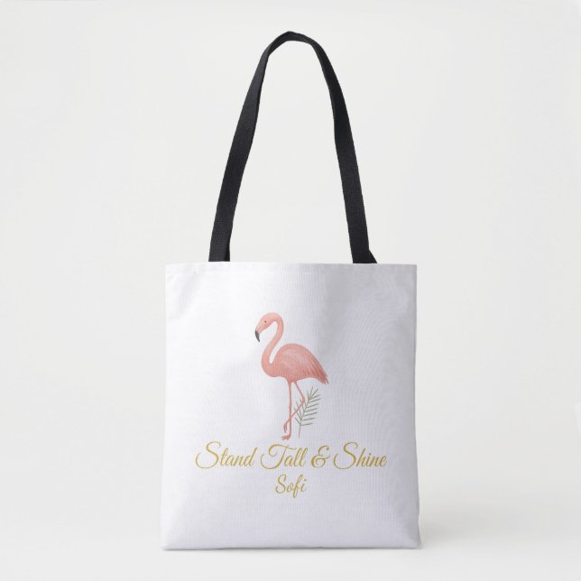 Tote Bag Elegant Flamingo Art with Soft Pastel Quote (Devant)